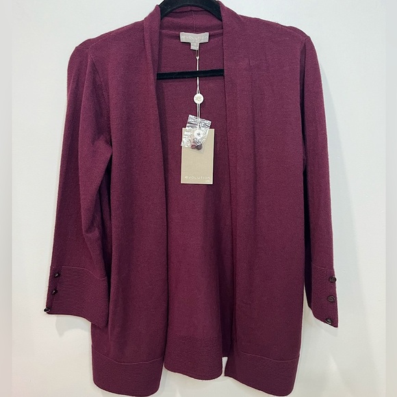 Evolution by Cyrus | Women’s Ancho Chili Burgundy Cardigan Small NWT - Picture 2 of 9